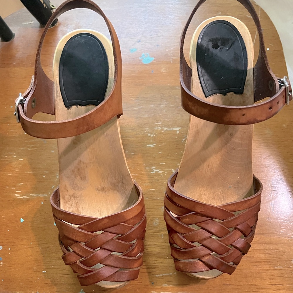 Swedish Hasbeens Braided Sky High “Nature” sz 39